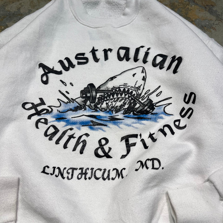 #4080 古着 90's~ JERZEES/ジャージーズ/Crew neck Print Sweat/クルーネックスウェット/Australia Health & Fitness/企業系/MADE IN USA/サイズL