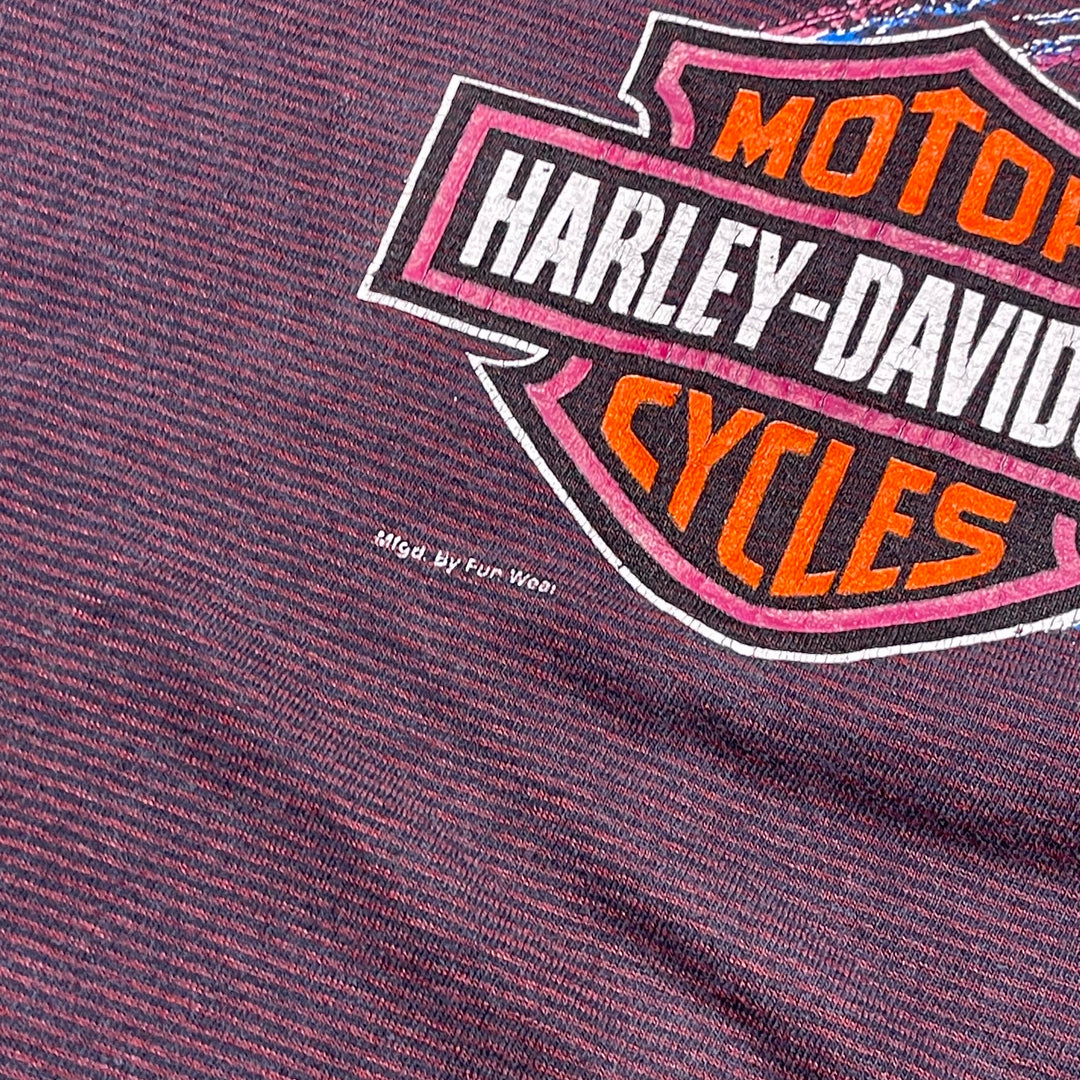 古着 93's USA製 Harley-Davidson/ハーレー ダビッドソン / ワーナーブラザーズ / BRAVE THE BEST / ヴィンテージ シングルステッチ プリントTシャツ / M