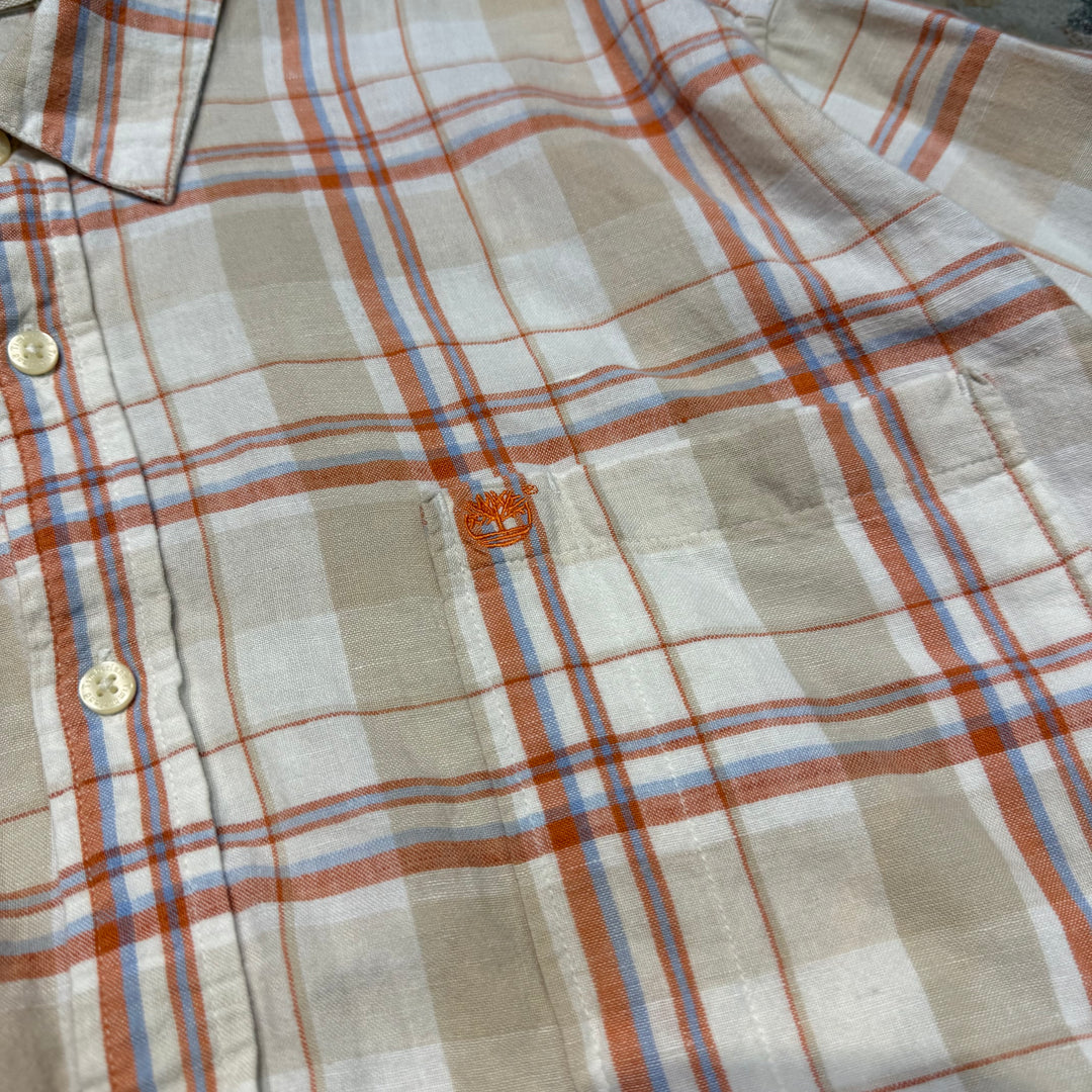 旧衣服timberland/汀布莱克/短袖衬衫/格纹/翻拍/尺寸XXL