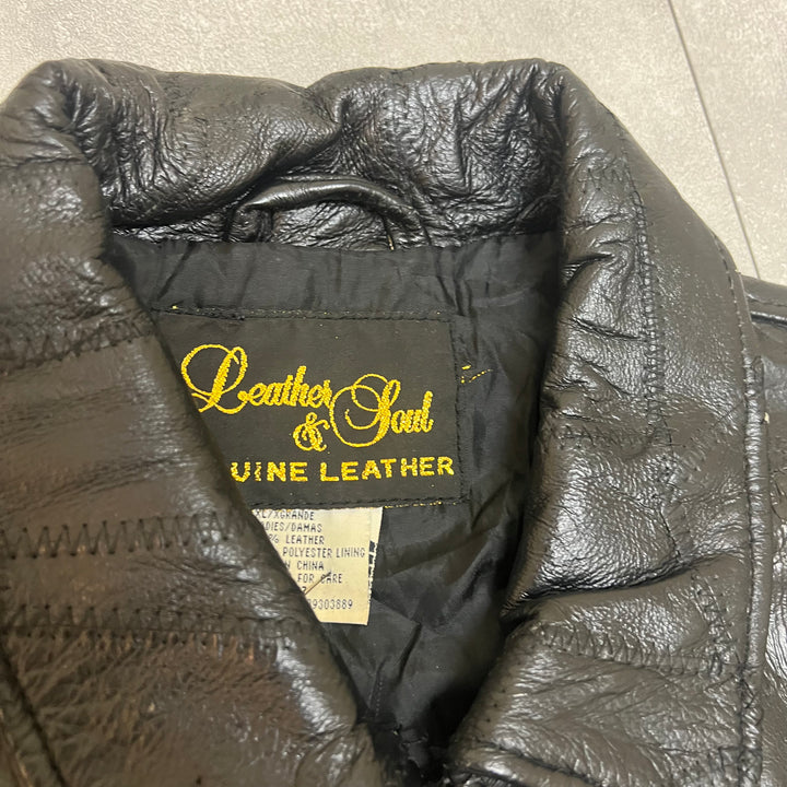 #1875 Unknow 古着/Leather jacket/フロントボタンレザージャケット/サイズXL