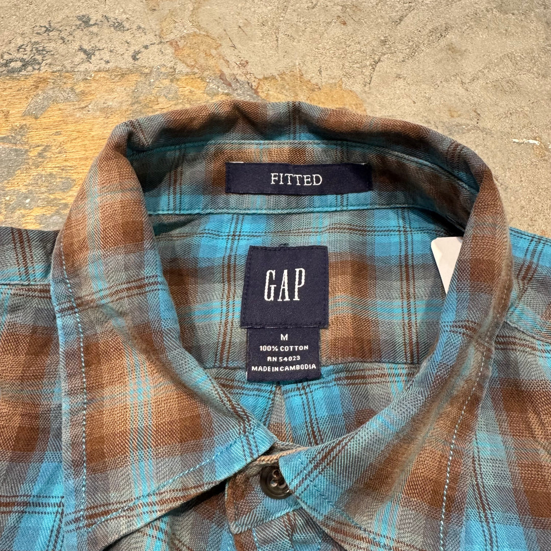 古着  GAP/ ギャップ/ ボタンダウン長袖シャツ/ チェック柄/ リメイク/ サイズM