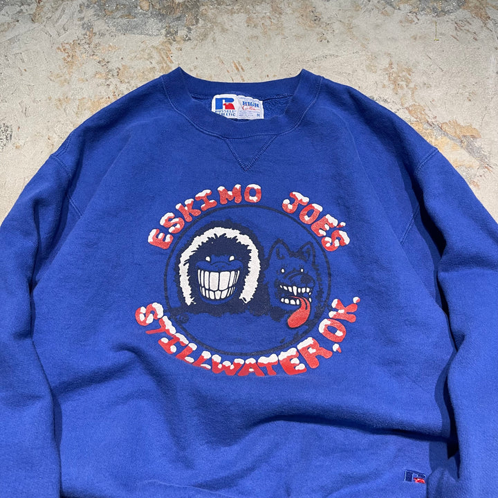 #3800 古着 Russell/ラッセル/Crew Neck Sweat Shirts/クルースウェット/ESKIMO JOE'S STILLWATER.OK./MADE IN U.S.A/背面ロゴ/サイズM