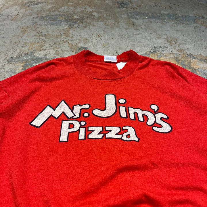 #4604 古着 90's USA製スクリーンスターズ/Mr.Jim's Pizza/ヴィンテージ シングルステッチ Tシャツ/サイズXL