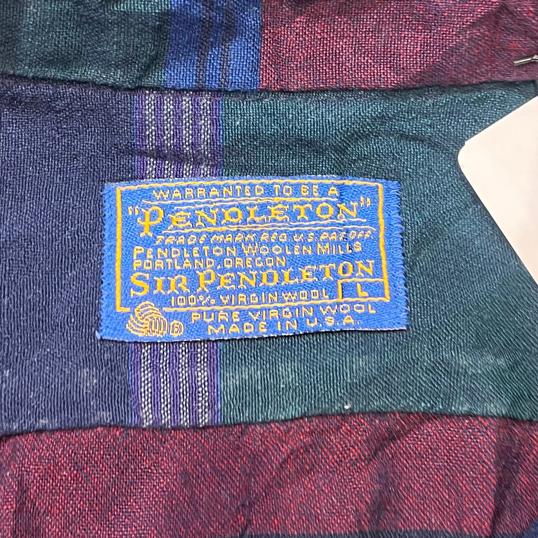 古着 USA製 70's PENDLETON/ペンドルトン/ボタンダウン長袖シャツ/ボーダー柄/サイズL