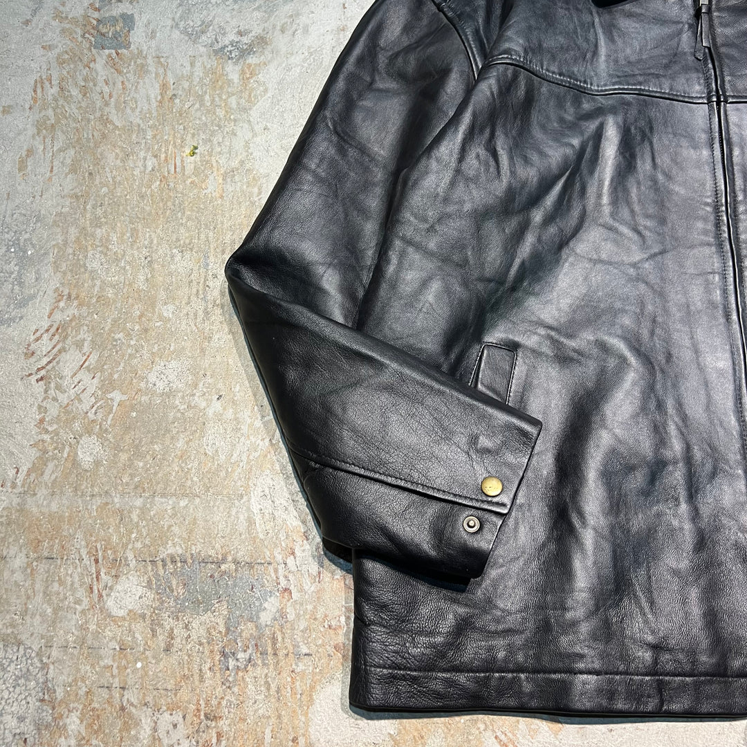 #3206 古着 Unknow/Leather jacket/ジップアップレザージャケット/企業ロゴ/サイズXL