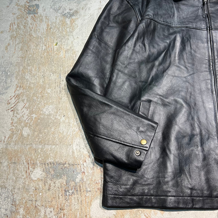 #3206 古着 Unknow/Leather jacket/ジップアップレザージャケット/企業ロゴ/サイズXL