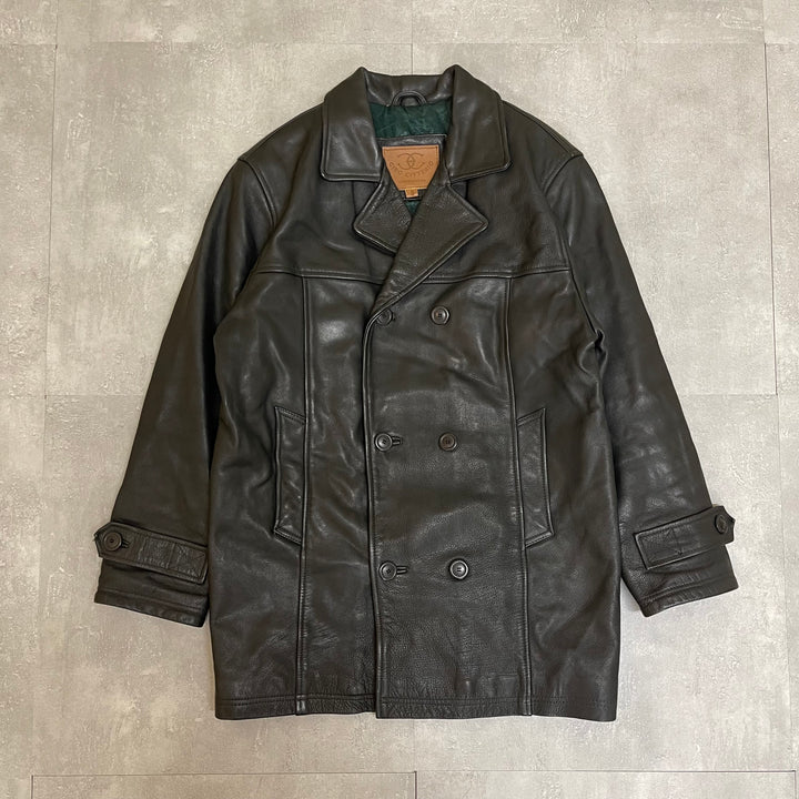 #1853 Unknow 古着/Leather jacket/ダブルボタンレザーコート/レザージャケット/サイズS