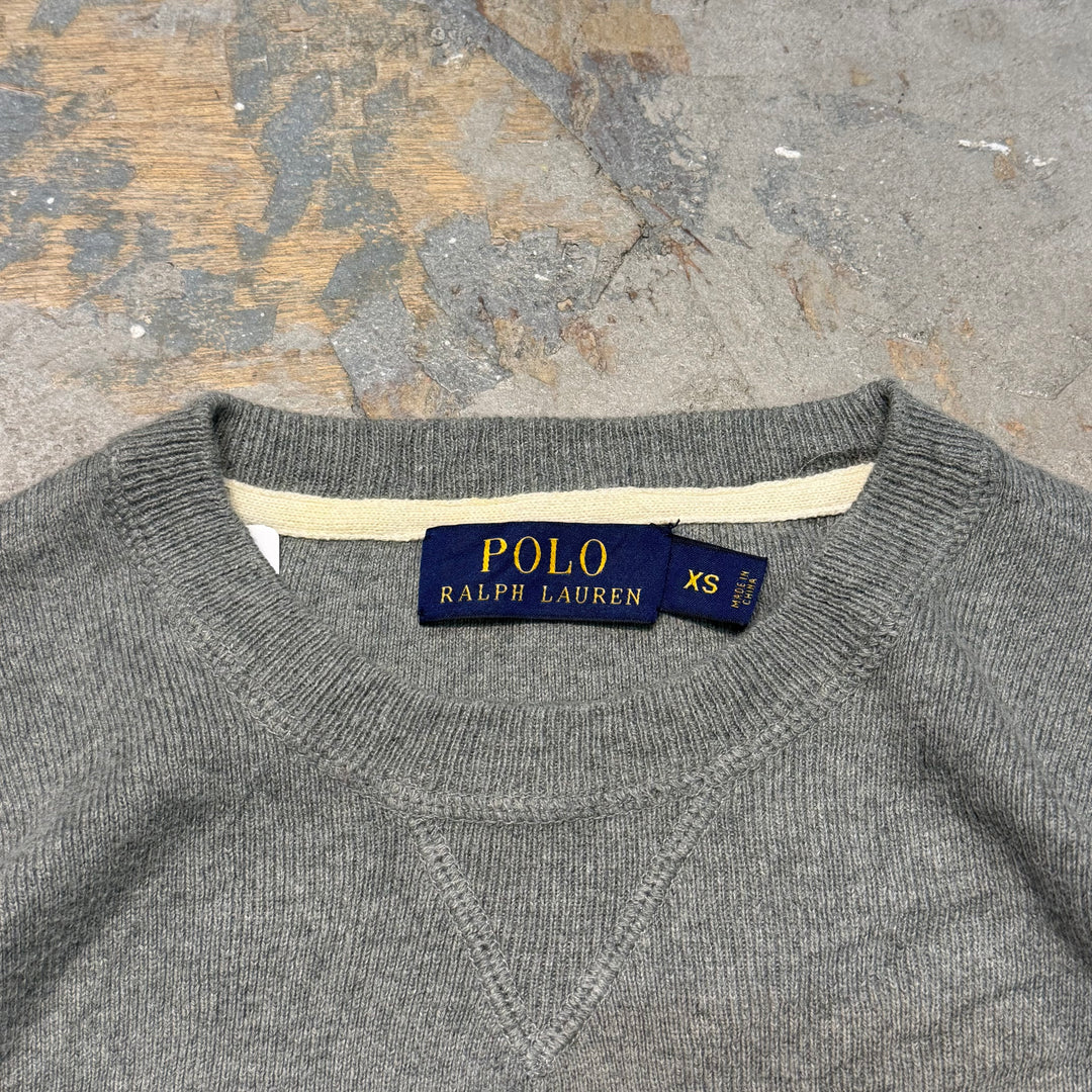 古着 POLO by Ralph Lauren / ポロラルフローレン/ Vガゼット/ クルーネックコットンニットセーター/サイズXS