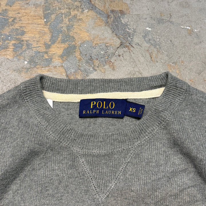 古着 POLO by Ralph Lauren / ポロラルフローレン/ Vガゼット/ クルーネックコットンニットセーター/サイズXS