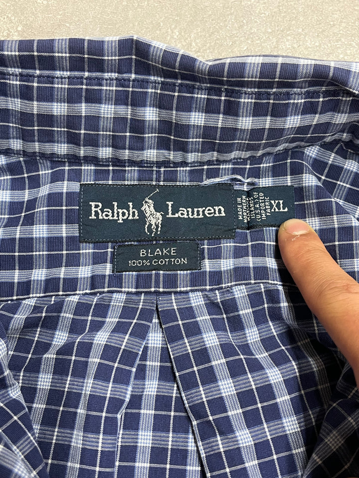 古着 90's POLO by Ralph Lauren/ ラルフ ローレン/ ボタンダウン長袖シャツ/ チェック柄/ サイズXL