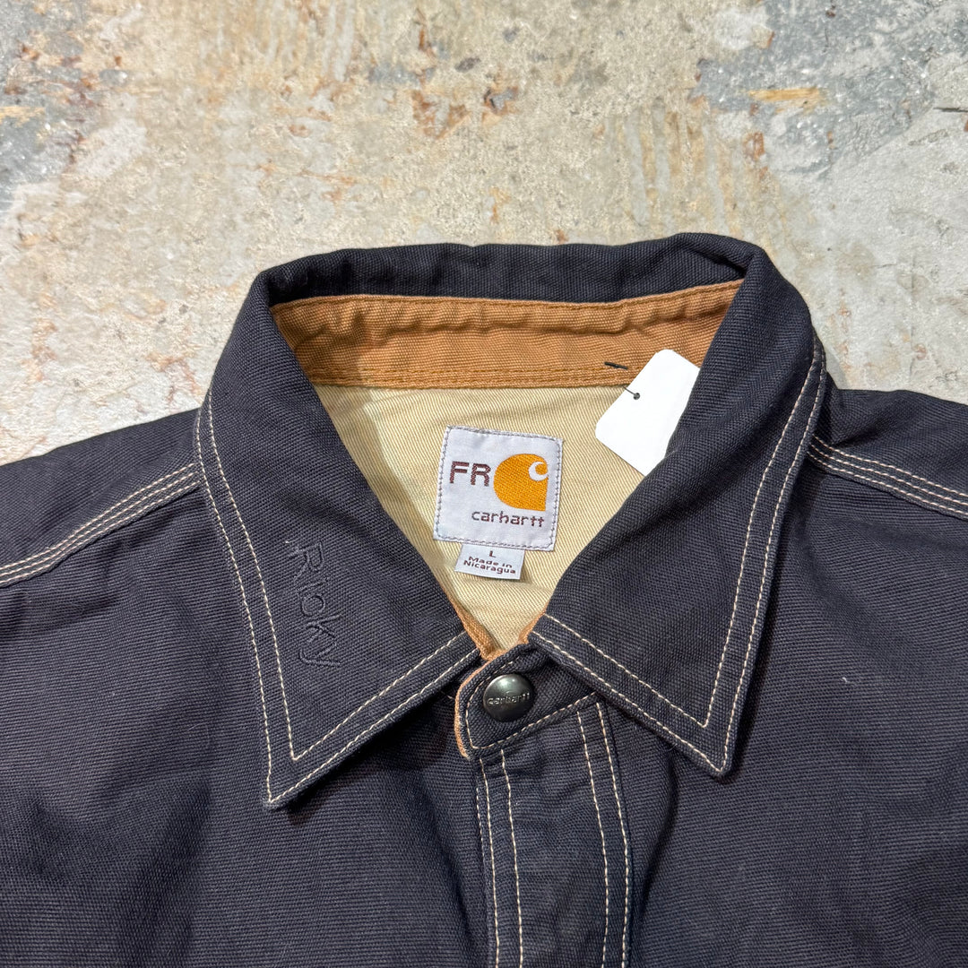 중고 의류 Carhartt/Carhartt/Canvas 셔츠 재킷/회사 로고/크기 l