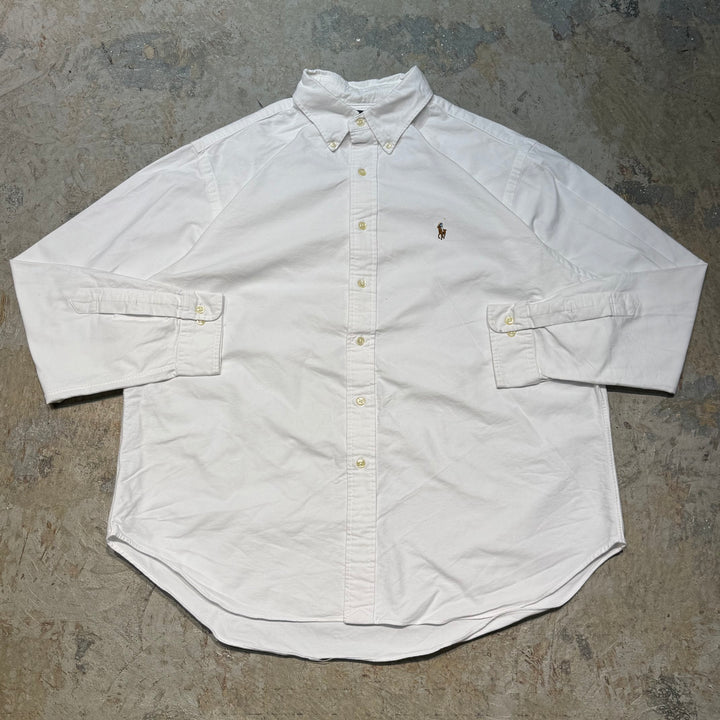 古着 POLO by Ralph Lauren/ ラルフ ローレン/ ボタンダウン長袖シャツ/ 無地/ サイズXL