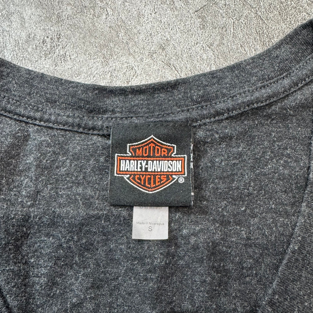 古着 Harley-Davidson ハーレーダビッドソン プリントTシャツ レディース Y2K Vネック サイズS