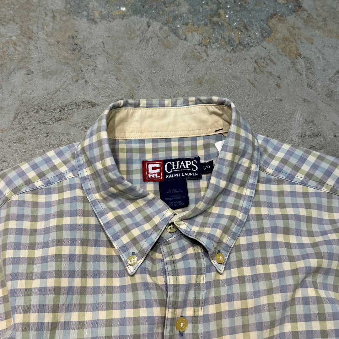 古着 CHAPS RALPH LAUREN/ チャップス ラルフ ローレン/  ボタンダウン半袖シャツ/ リメイク/ チェック柄/ サイズL