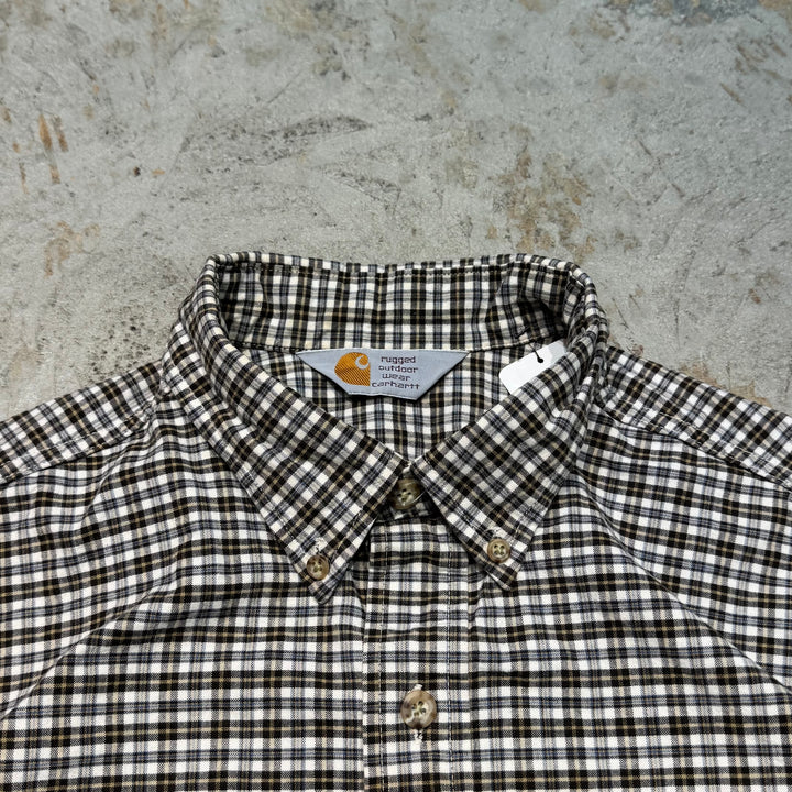 古着 80's〜 carhartt/カーハート/ ボタンダウン半袖シャツ/ チェック柄/ サイズXXL相当