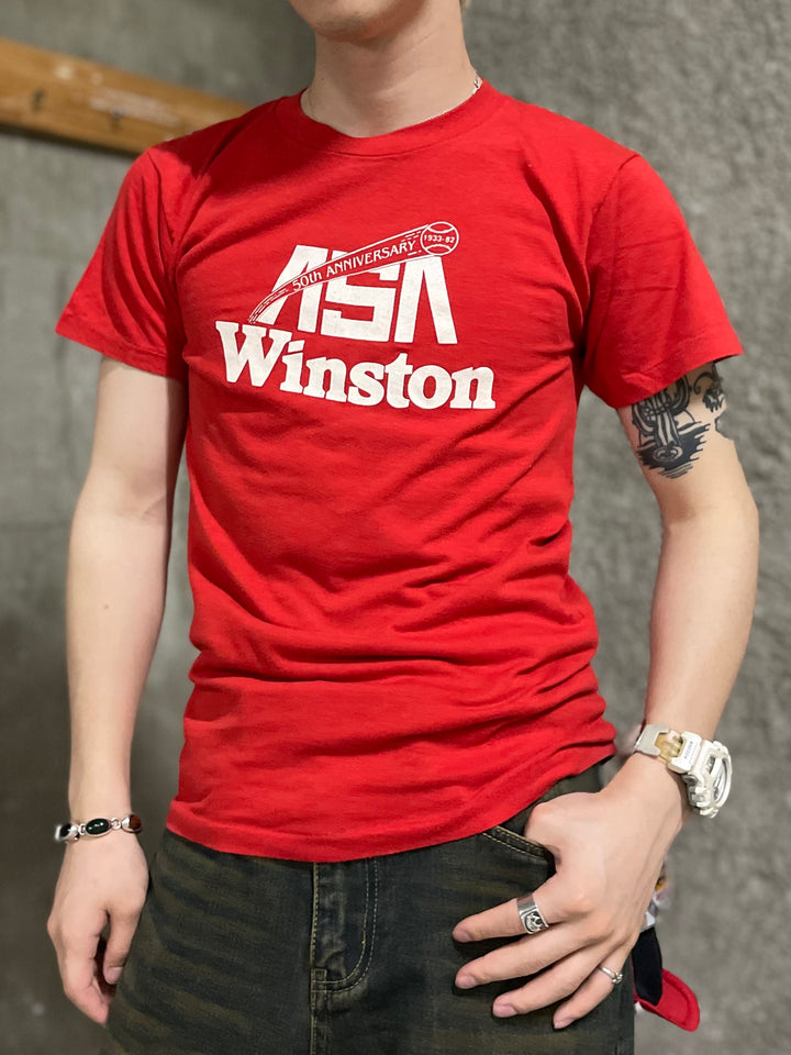 #4701 古着 USA製/ASAwinston ソフトボール/ヴィンテージ シングルステッチ Tシャツ/サイズM