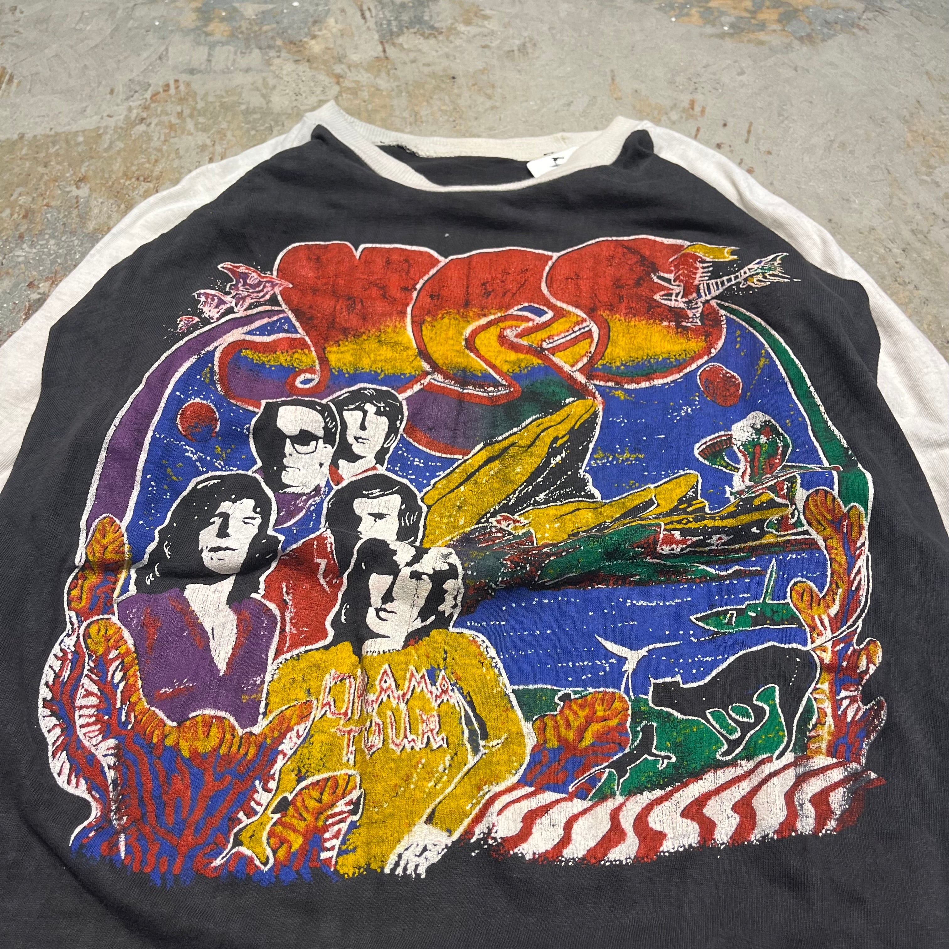 古着 80's AEROSMITH/エアロスミス/ヴィンテージ シングルステッチ /七分丈ラグランTシャツ/サイズM-L相当 – 古着屋 MUJIN