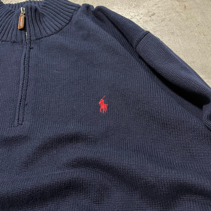 #3890 古着 POLO by Ralph Lauren/ポロバイラルフローレン/Cotton Knit Half Zip Sweaterコットンニットハーフジップセーター/サイズ3XL