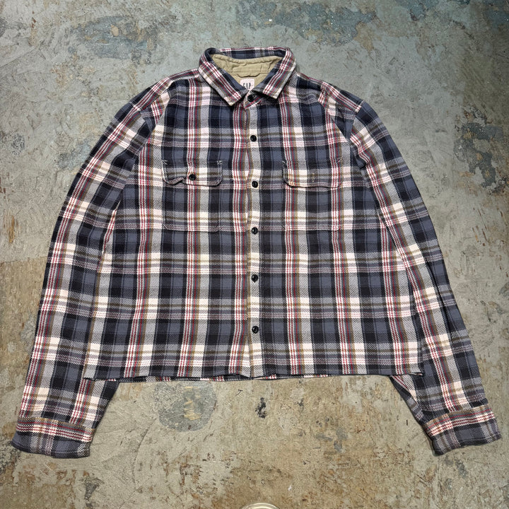古着  GAP/ ギャップ/ 長袖 短丈リメイクシャツ/ チェック柄/サイズL