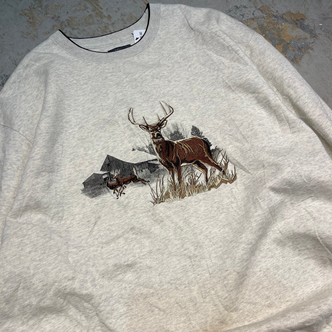 #2079 古着 Unknow/Crew Neck Sweat/クルーネックスウェット/刺繍ロゴ/アニマル刺繍/サイズLT