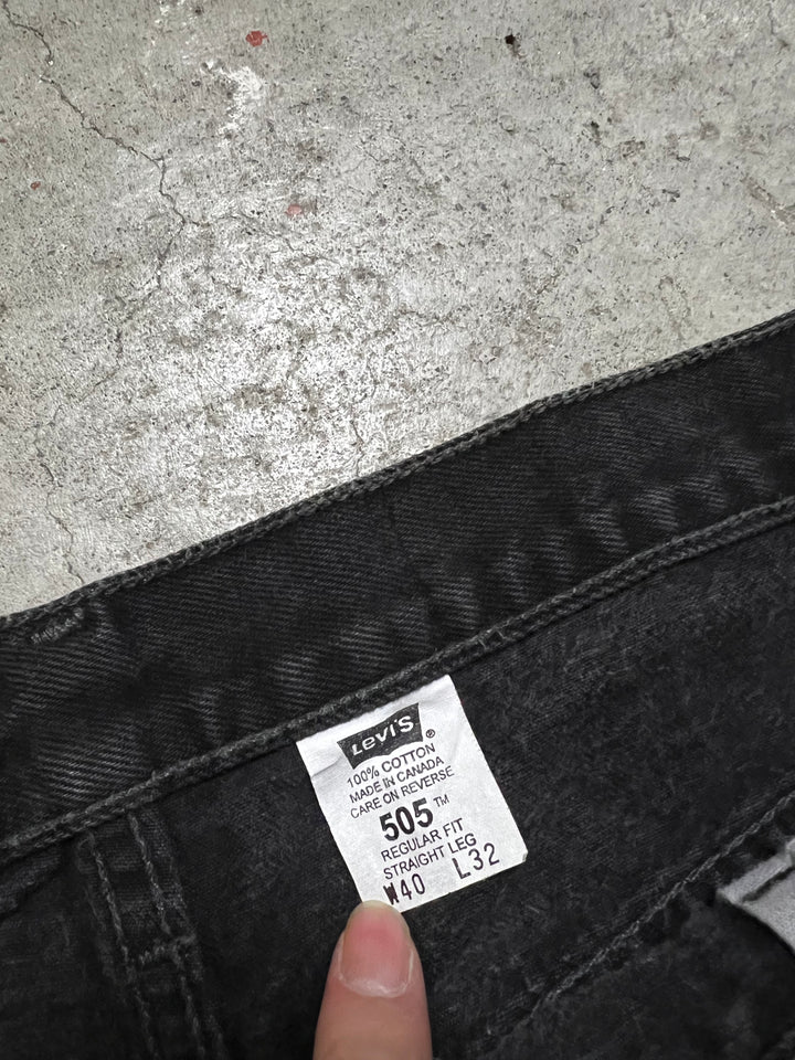 #MA25 古着 99's Levi's/リーバイス/Black Denim Pants/ブラックデニムパンツ/505/MADE IN CANADA/実寸サイズ35×27