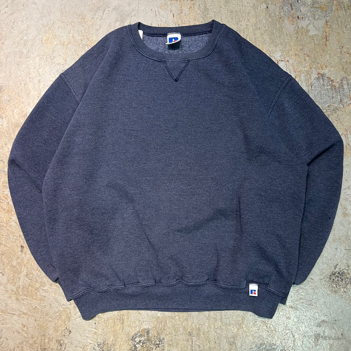 古着 USA製 90's〜 RUSSELLATHLETIC/ ラッセル アスレチック/ クルーネックブランクスウェット/ 無地/ Vガゼット/ サイズXL