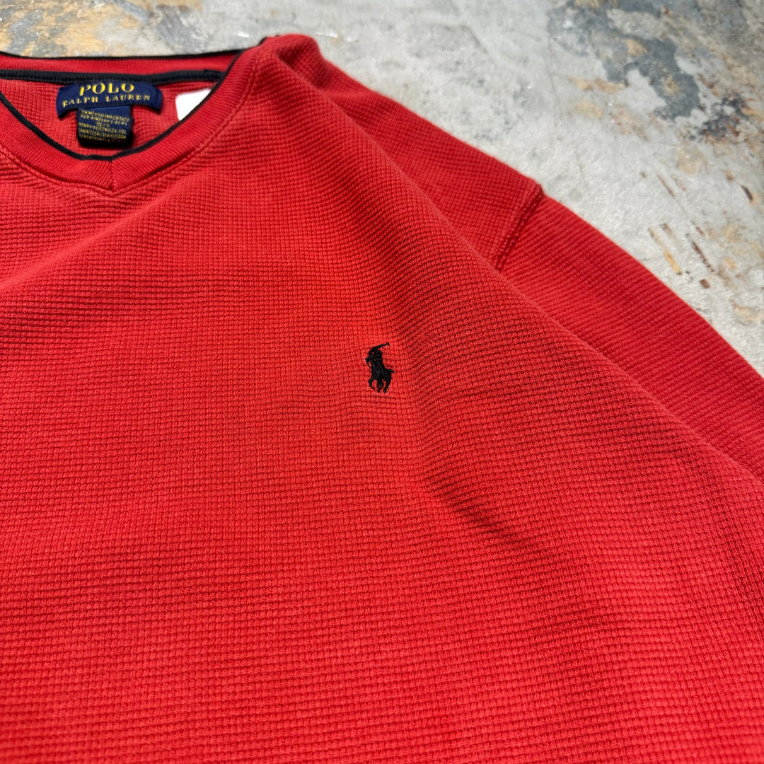 중고 의류 Polo Ralph Lauren/Polo Ralph Lauren/V-Neck Waffle Long Sleeve T-Shirt/Size M