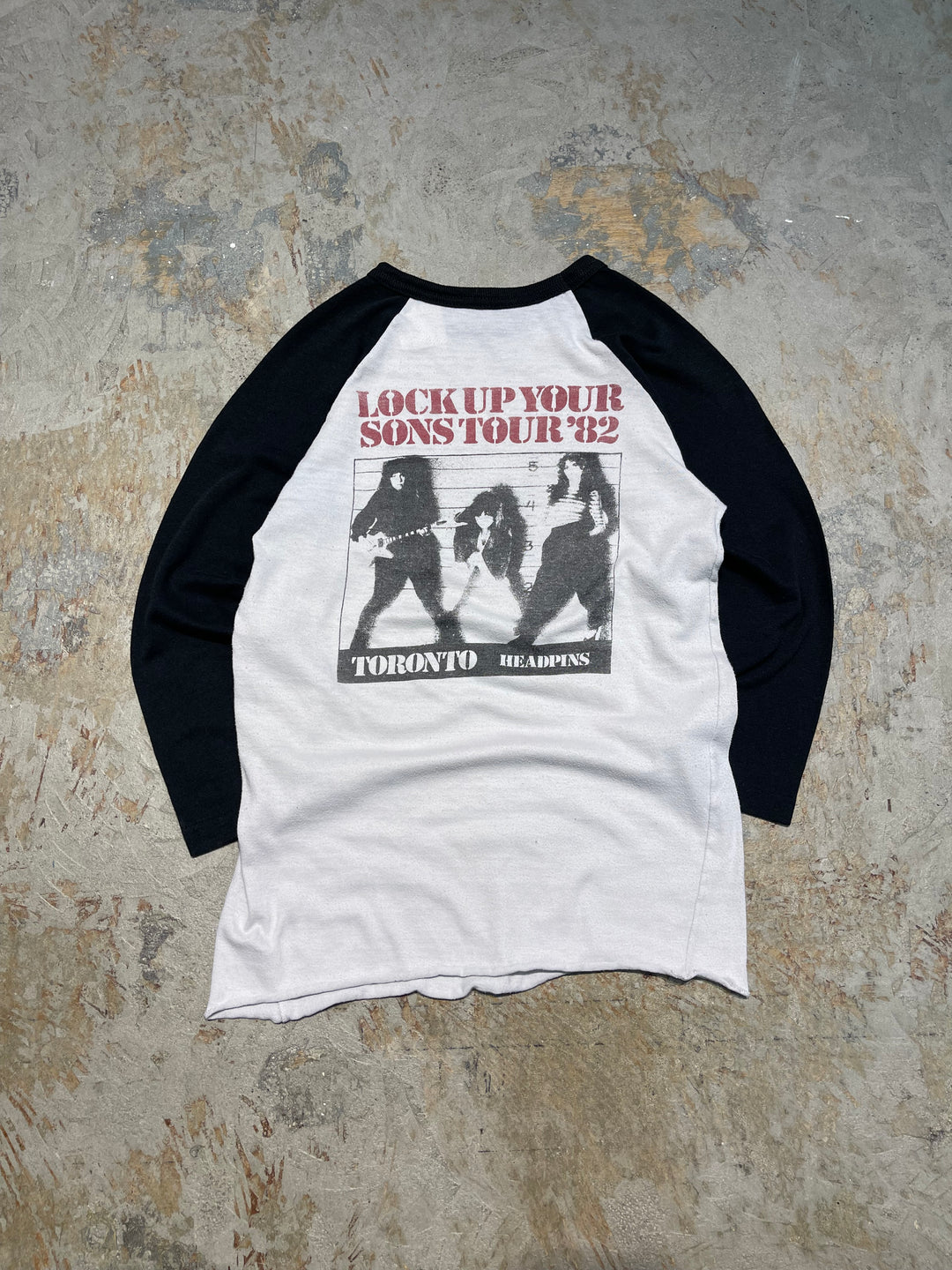 #MA166 古着 CANADA製 82's LOCK UP YOUR SONS / ロックアップユアーサンズ / ヴィンテージ ラグランTシャツ / サイズS