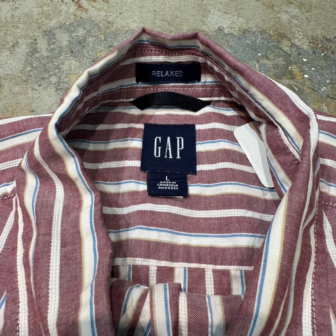 古着 GAP/ ギャップ/ ボタンダウン長袖シャツ/ ストライプ柄/ サイズL
