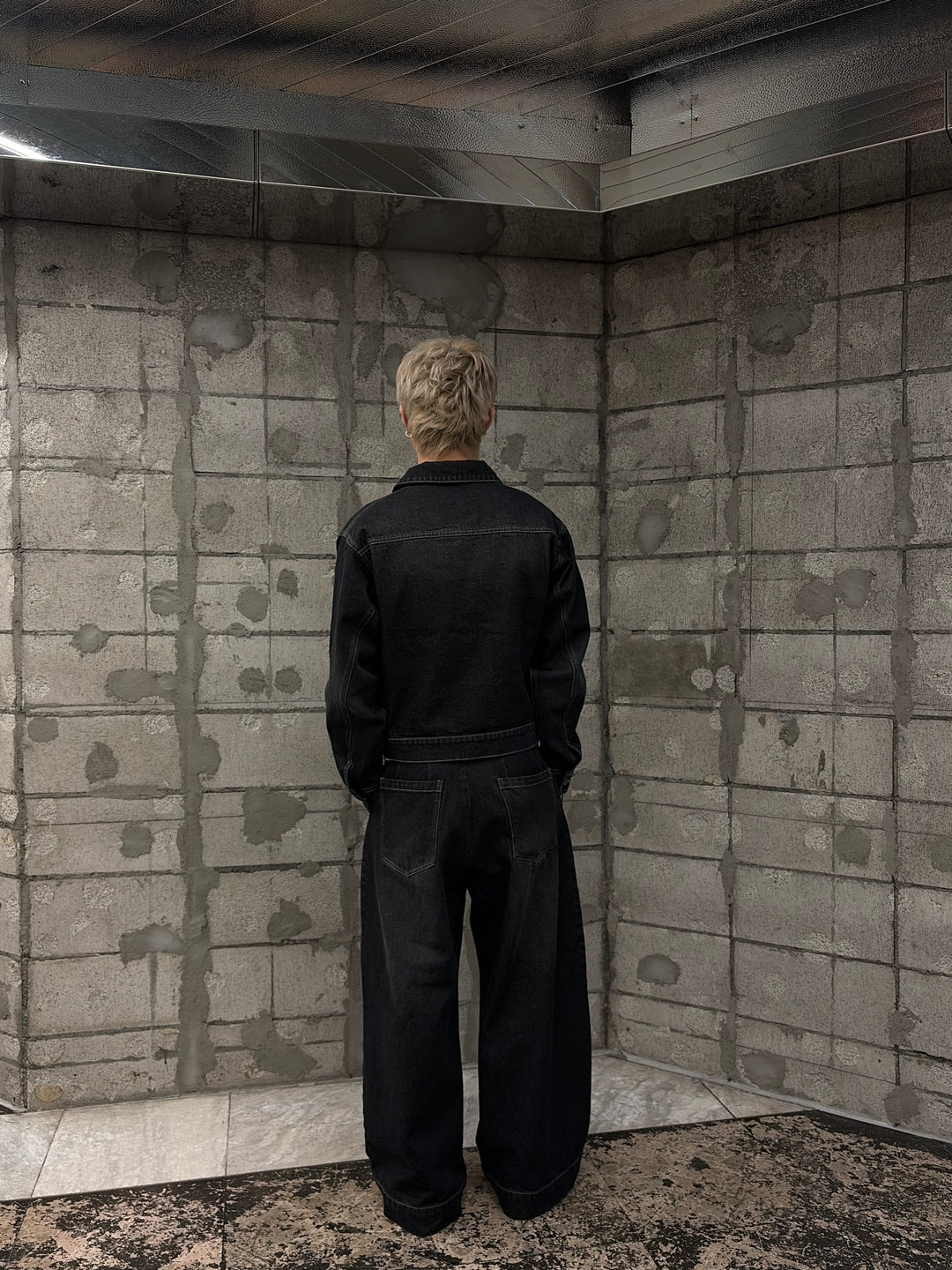 2タックウォッシュデニムワイドパンツ/セットアップ着用可