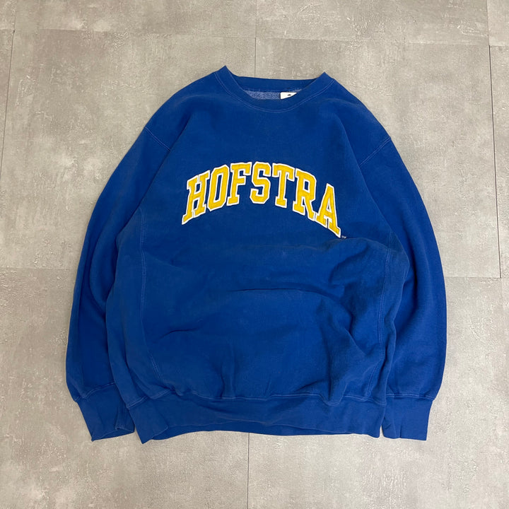 #2014 古着 Unknow/Crewneck Sweatshirts/クルーネックスウェット/カレッジロゴ/HOFSTRA/reverse weave/リバースウィーブ/サイズXL