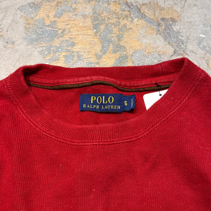 古着 POLO by Ralph Lauren / ポロラルフローレン/ Vガゼット/ クルーネックコットンニットセーター/サイズS