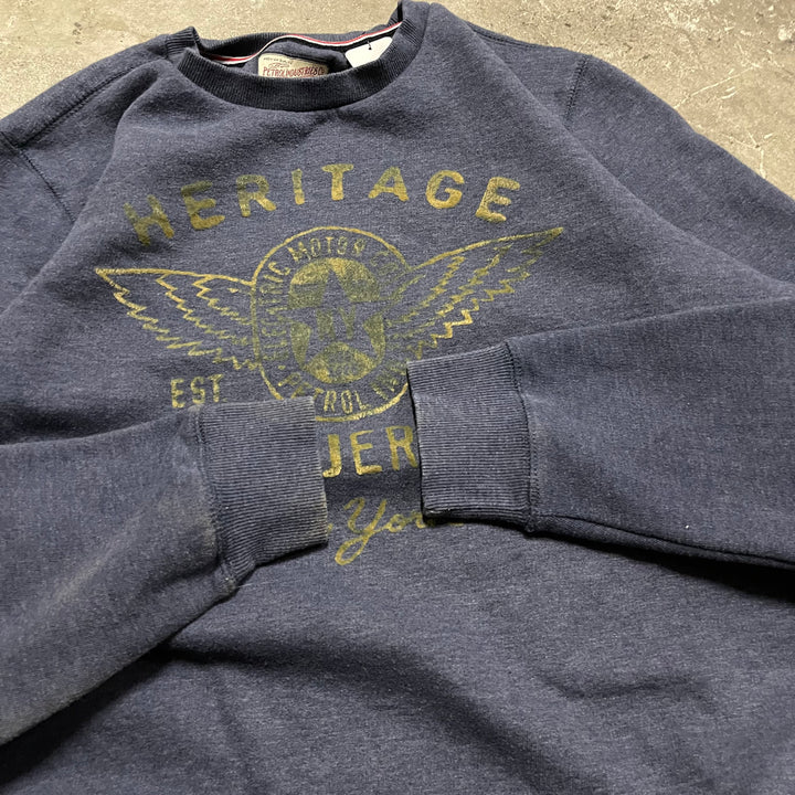 #4100 古着 Unknow/Crew Neck Print Sweat/クルーネックプリントスウェット/HERITAGE / NEW JERSEY/ニュージャージー州/企業系/サイズXL