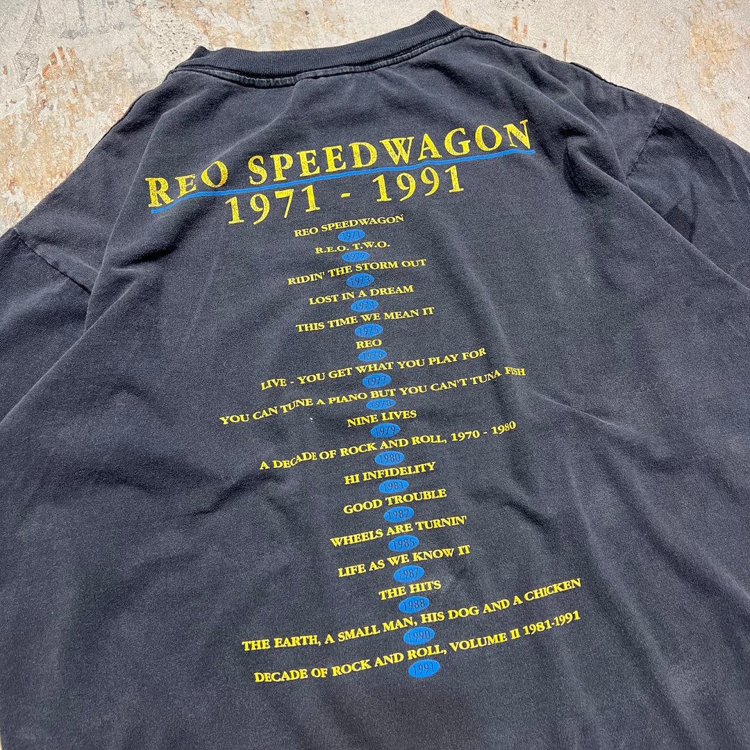 古着 90s ヘインズ REO SPEEDWAGON/20周年/プリントTシャツ/サイズL