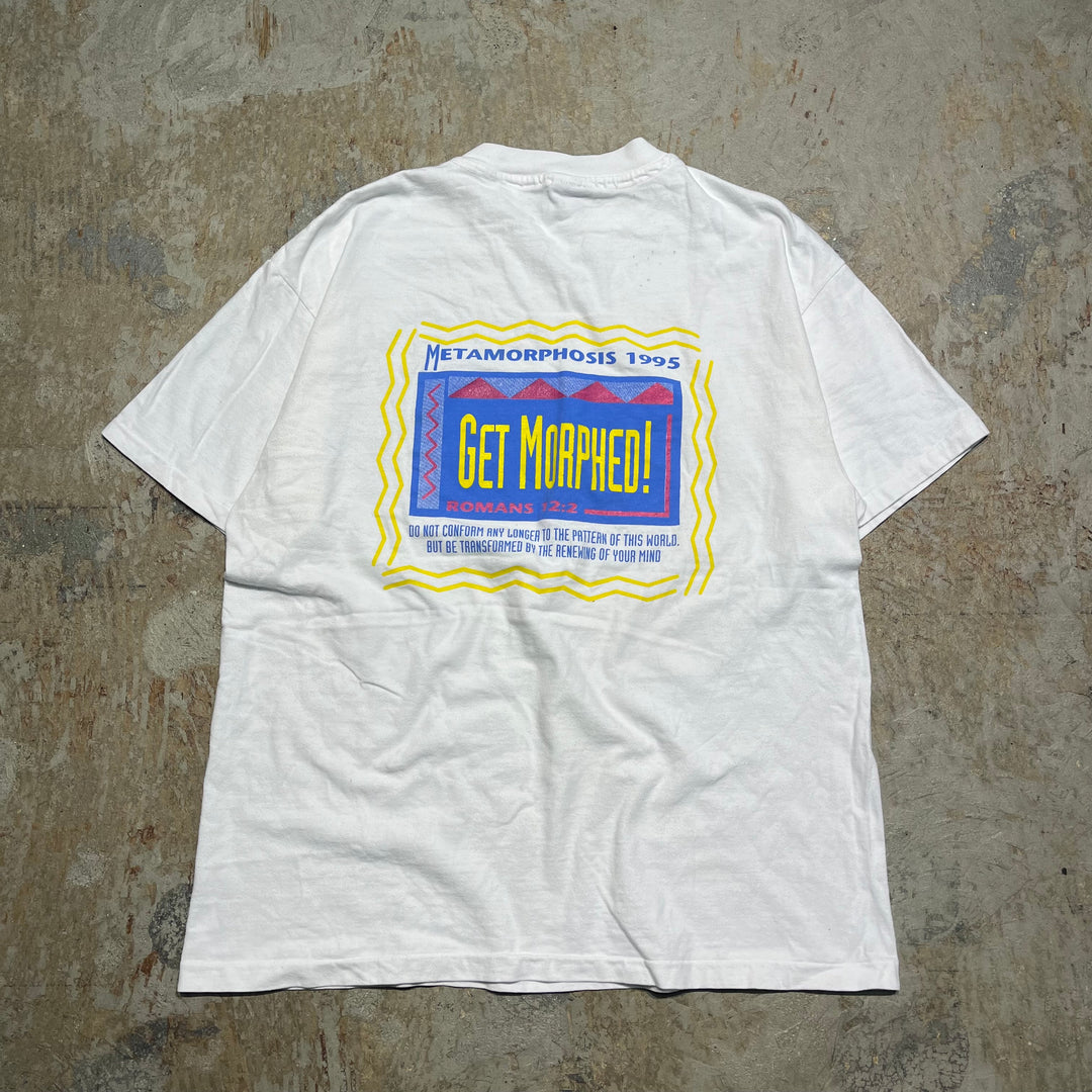 古着 USA製 90's~ ヘインズ/ローマ人への手紙12:2//ヴィンテージ シングルステッチ プリントTシャツ/サイズL