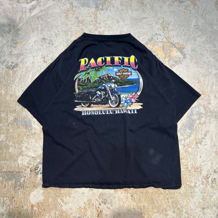 古着 USA製 Harley-Davidson /ハーレー ダビッドソン / ハワイ州 ホノルル / PASIFIC / プリントTシャツ / サイズXXL