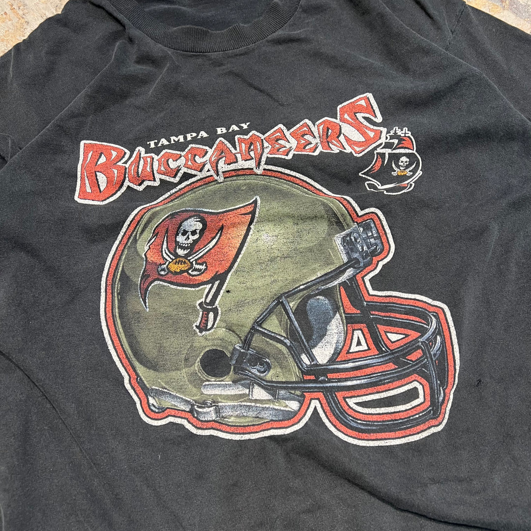 #4813 古着 90s USA製タンパベイ・バッカニアーズ NFL ヴィンテージ 袖シングルステッチ Tシャツ/サイズXL