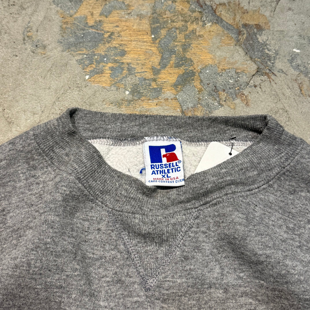 古着 USA製 80's〜 RUSSELL ATHLETIC/ ラッセルアスレチック/ ブランククルーネックスウェット/ 無地/ 前Vガゼット/ サイズXL