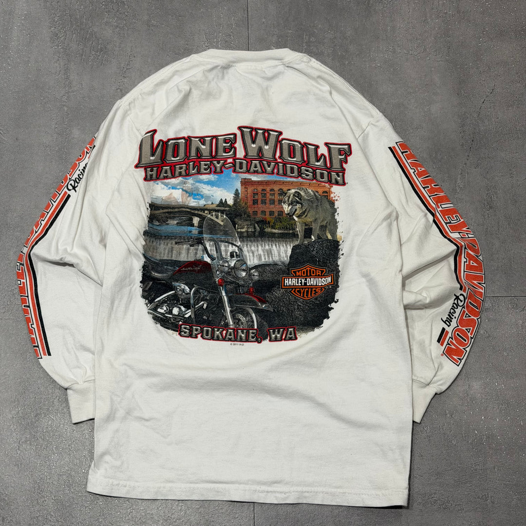 古着 USA製 Harley-Davidson/ハーレーダビッドソン/ ロングスリーブプリントTシャツ/サイズS