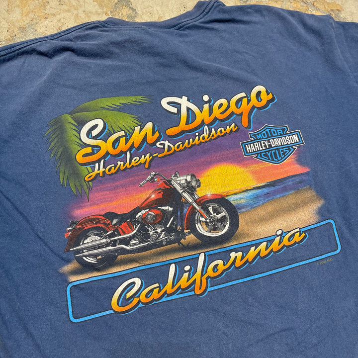 古着 USA製 Harley-Davidson/ハーレー ダビッドソン / カリフォルニア州 サンディエゴ ストア / プリントTシャツ / サイズXL