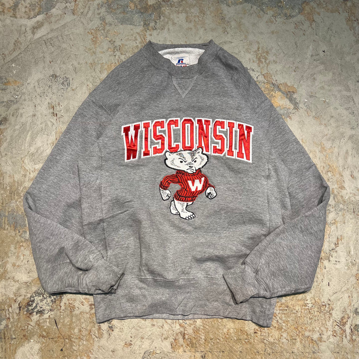 #4020 古着 Russell Athletic/ラッセル アスレチック/College Sweat Shirts/カレッジロゴスウェット/WISCONSIN/ウィスコンシン大学/Bucky Badger/アナグマ･バッキー/サイズM