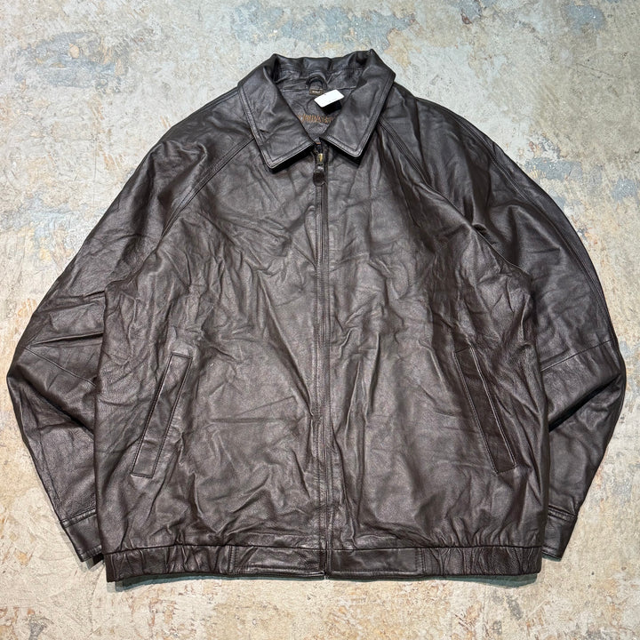 古着 ST.JOHN'S BAY/ セントジョーンズベイ/本革ジップアップレザージャケット/ 牛革/ サイズXL