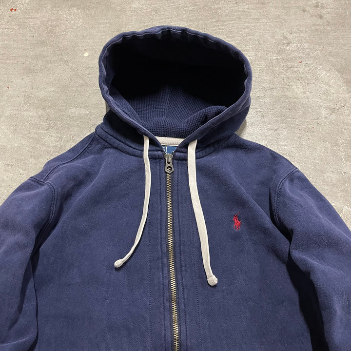 #3829 古着 POLO Ralph Lauren/ポロラルフローレン/Zip Up Hoody / ジップパーカー / フード裏地サーマル/reverse weaveタイプ/サイズM