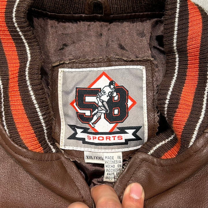 古着 NFL CLEVELAND BROWNS/ クリーブランド ブラウンド/ レザースタジャン/ サイズXXL