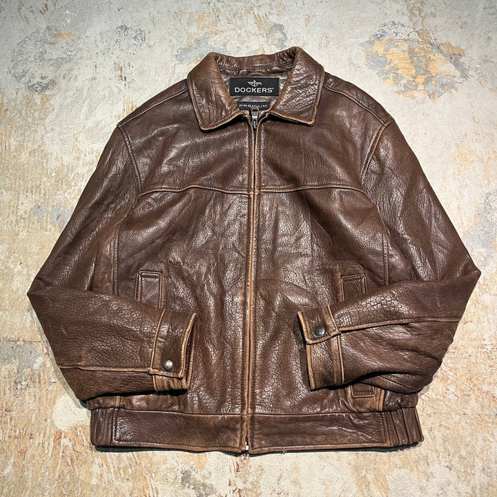 #3316 古着 DOCKERS/Leather jacket/ジップアップレザージャケット/サイズ2XL相当