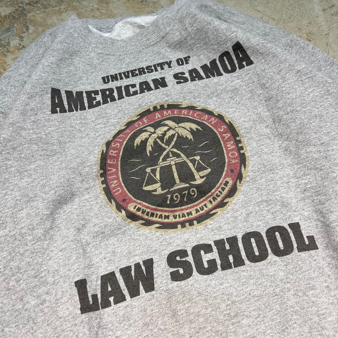 #3805 古着 Unknow/Crew Neck Sweat Shirts/クルーネックスウェット/UNIVERSITY OF AMERICAN SAMOA LAW SCHOOL/カレッジロゴ/サイズL相当