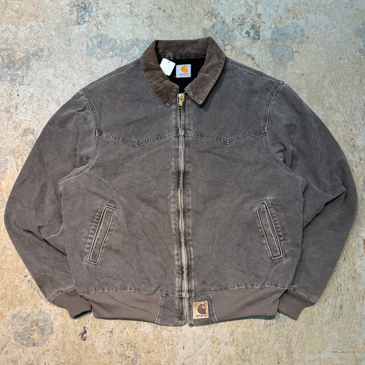 중고 의류 CARHARTT/ SANTA FE 재킷/ 오리 직물/ 퀼트 라이닝/ 코듀로이 칼라/ 크기 M에 해당합니다.