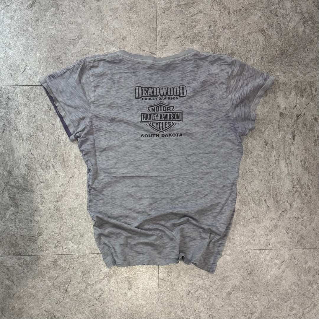 古着 Harley-Davidson ハーレーダビッドソン プリントTシャツ レディース Y2K Vネック サイズM