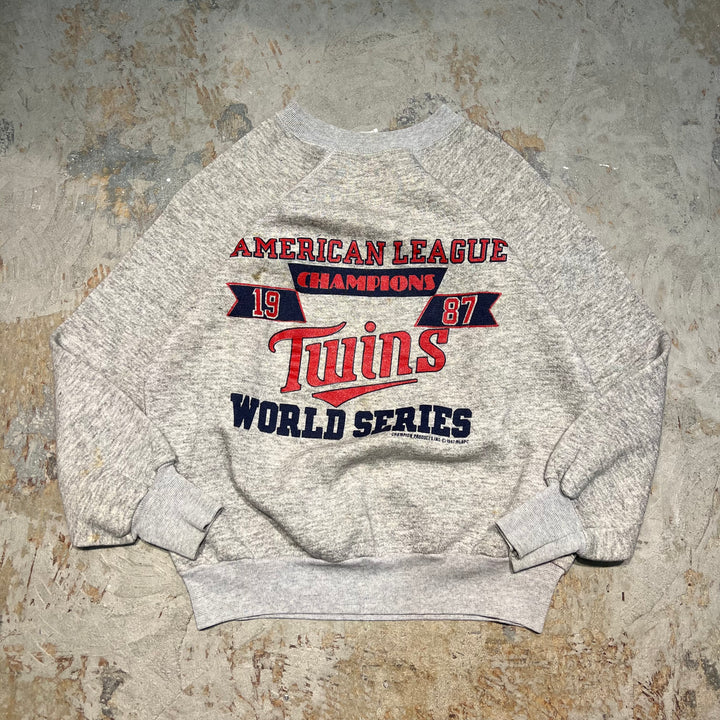 #3992古着Champion/チャンピオン/CrewNeckSweat/クルーネックスウエット/AMERICAN LEAGUE CHAMPIONS/MINNESOTA TWINS/MLB/MADE IN USA/サイズL