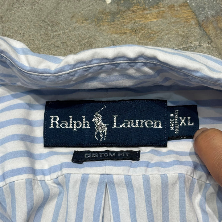 古着 POLO by Ralph Lauren/ ラルフ ローレン/ ボタンダウン長袖シャツ/ ストライプ柄/ サイズXL
